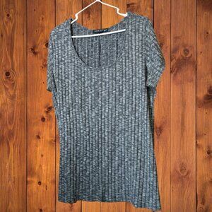 Living Doll Los Angeles Women's XL? Gray Ribbed Side Slit Pullover T-Shirt READ
